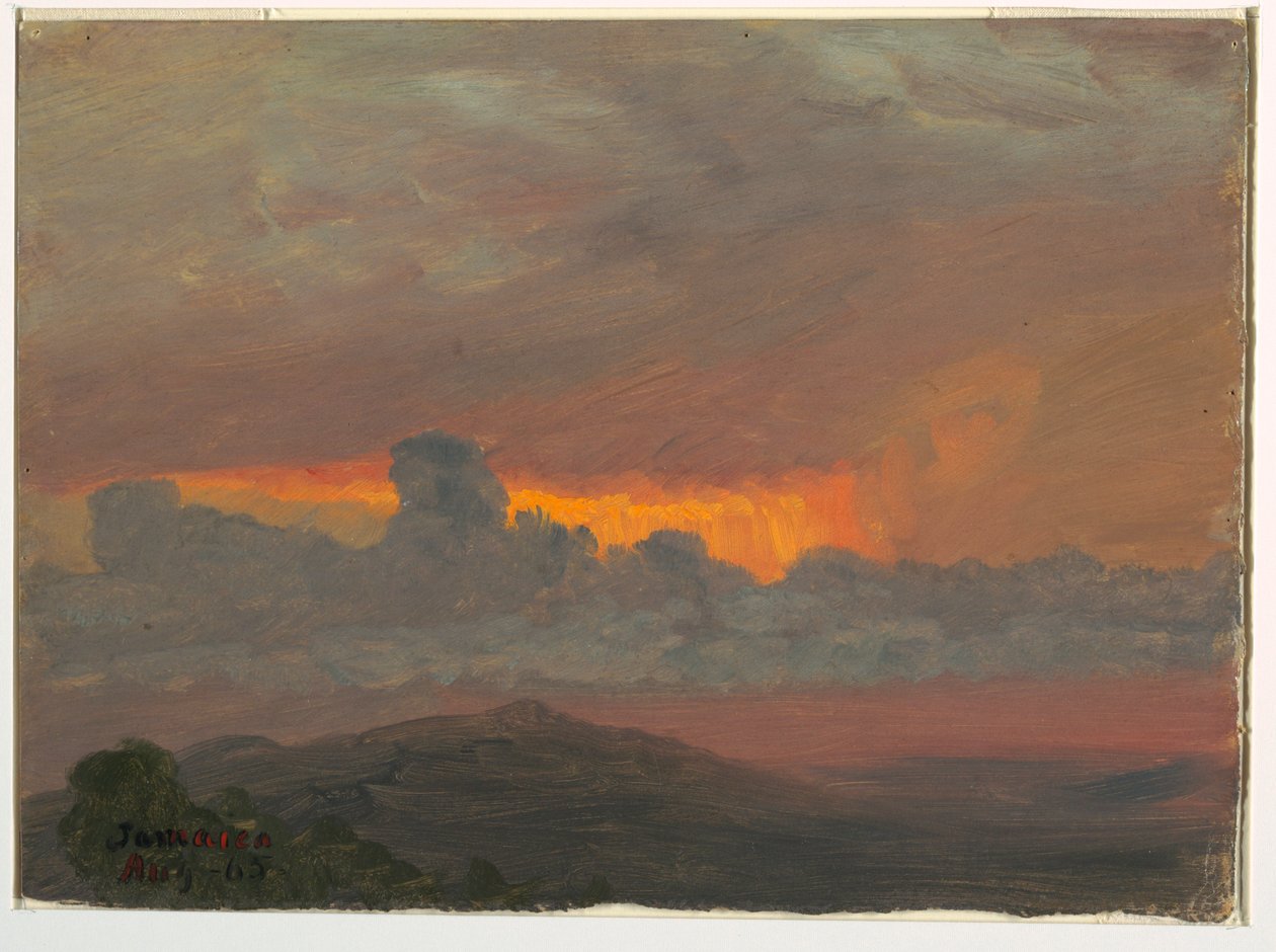 Tekening, zonsondergang, augustus 1865 door Frederic Edwin Church
