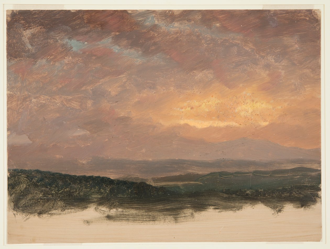 Tekening, Zonsondergang boven de Catskills, 1870-80 door Frederic Edwin Church