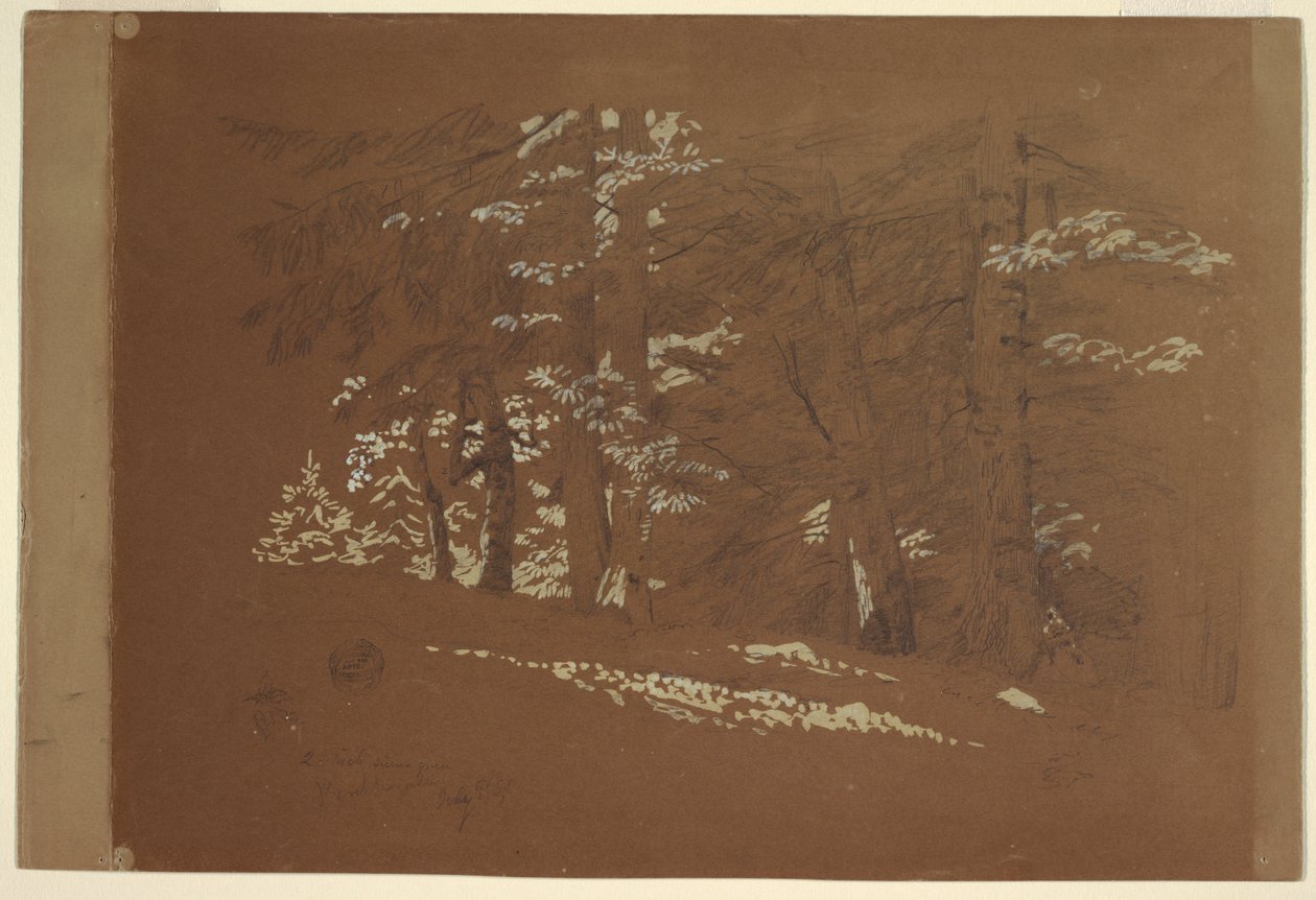 Tekening, Bomen, Berchtesgaden, Beieren, 1868 door Frederic Edwin Church