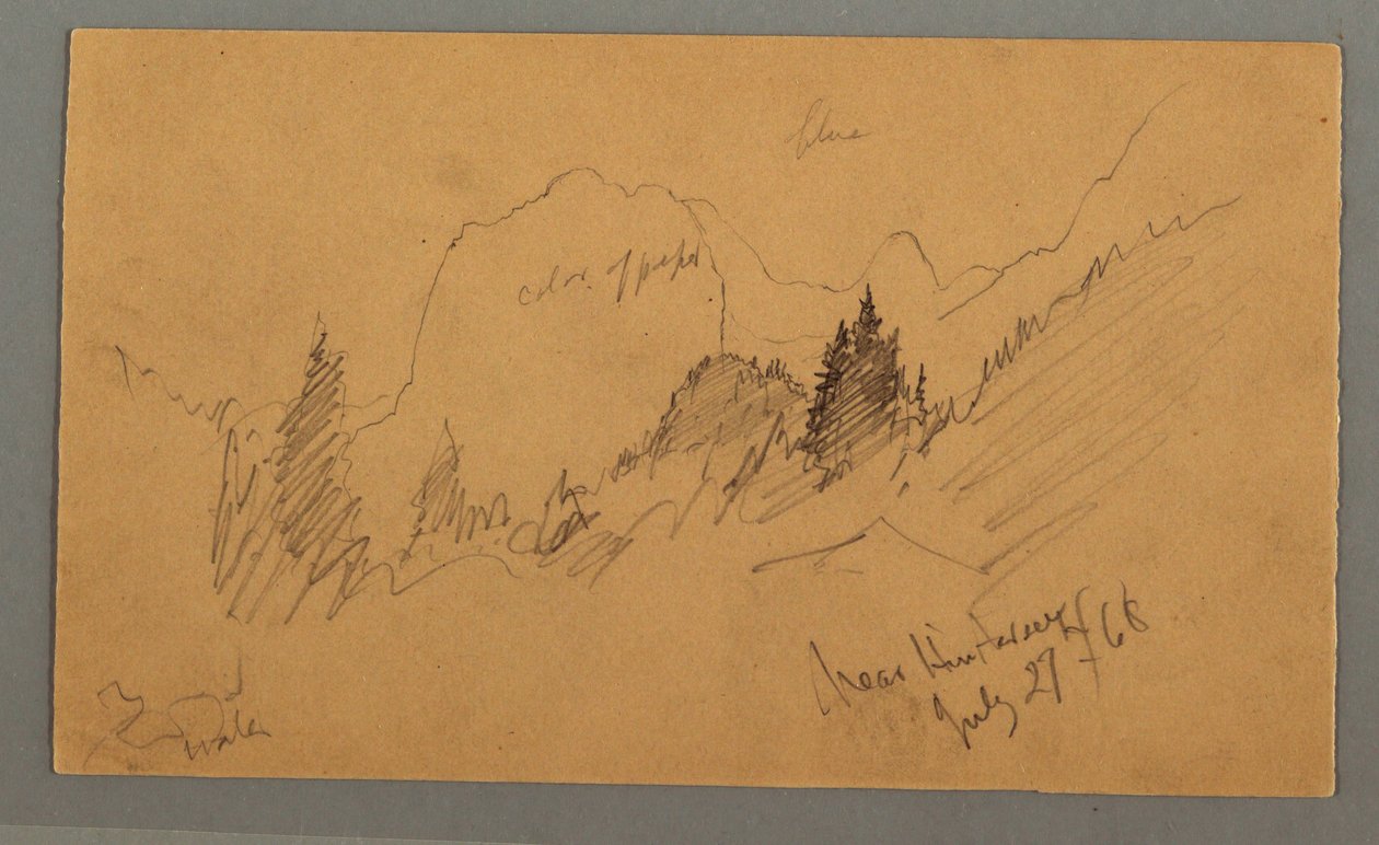 Tekening, Bosrijke toppen, 27 juli 1868 door Frederic Edwin Church