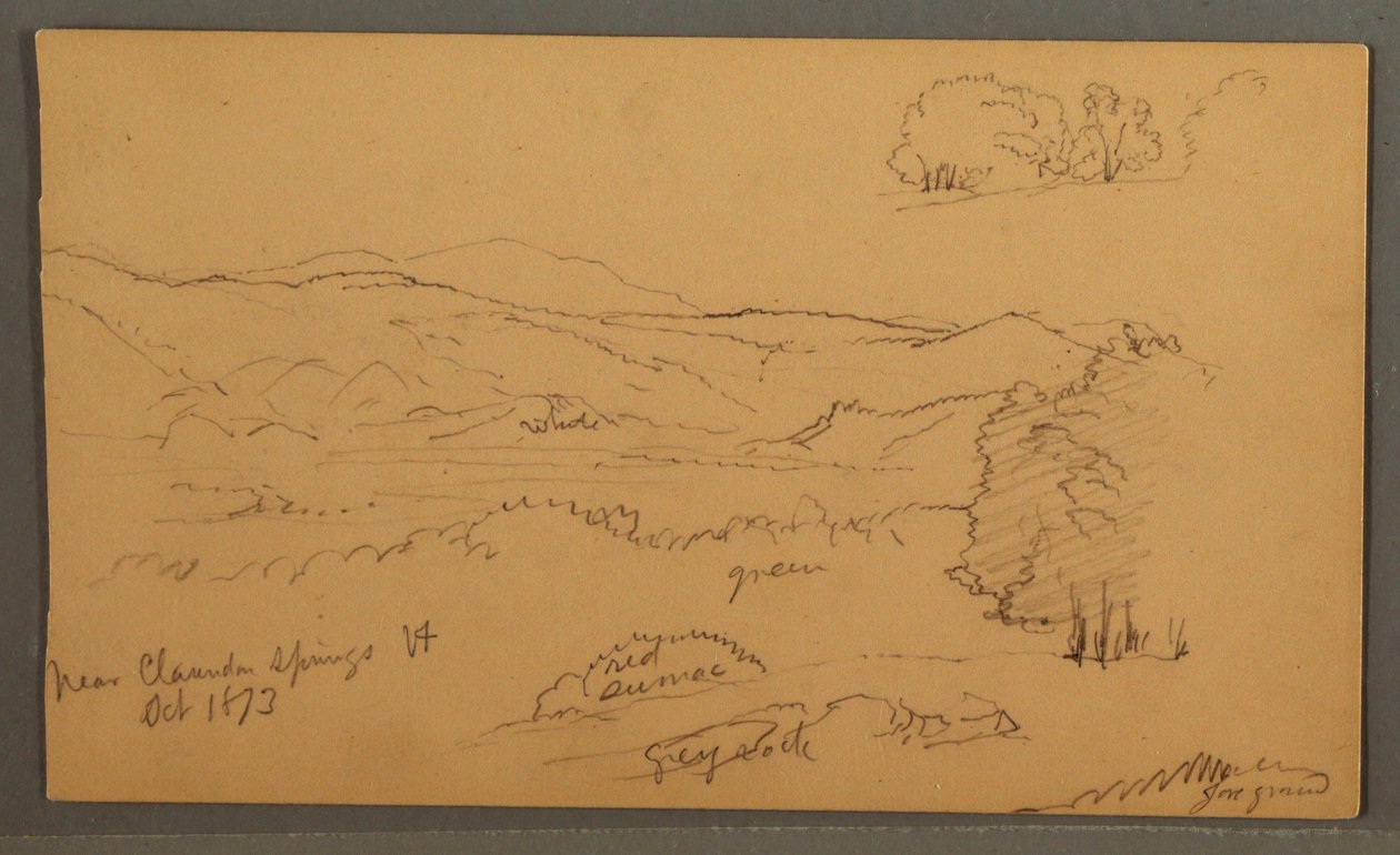 Tekening, Bosrijke vallei, oktober 1873 door Frederic Edwin Church