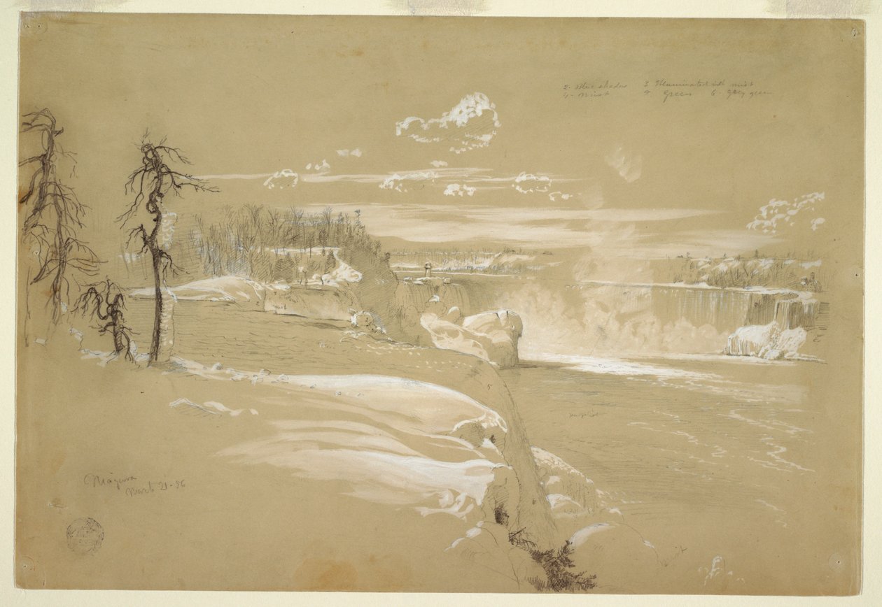 Niagara Watervallen in de Winter door Frederic Edwin Church