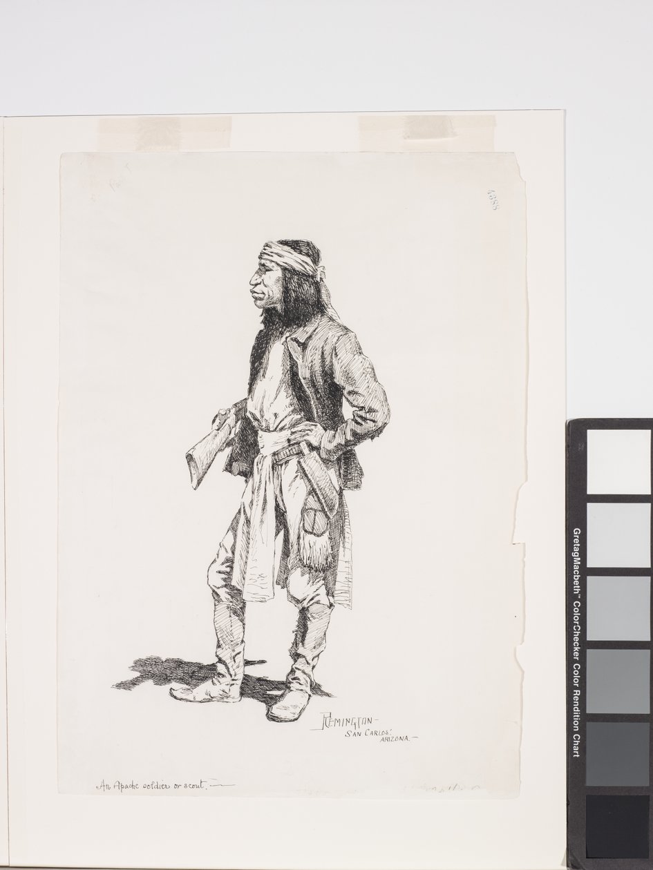 Een Apache soldaat of verkenner door Frederic Remington