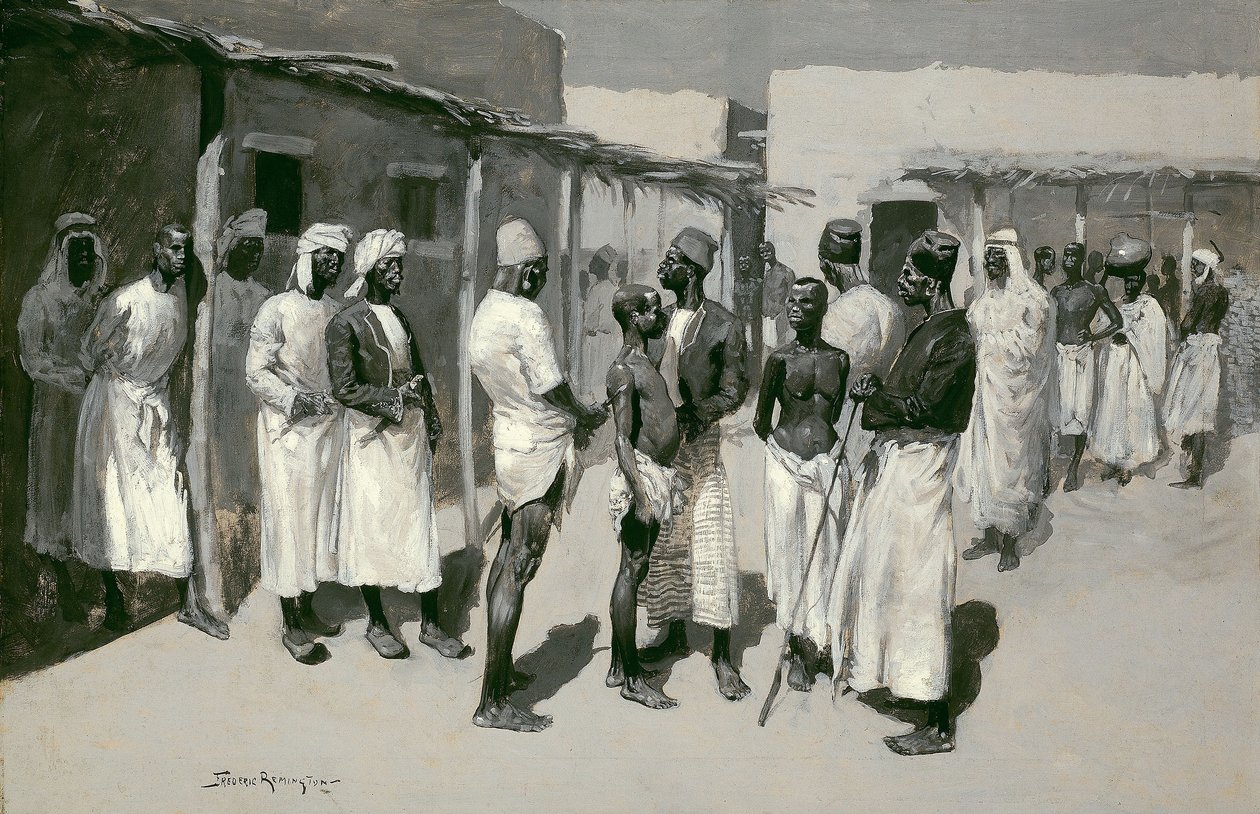 Slavenmarkt door Frederic Remington