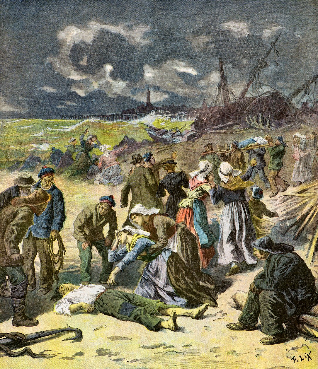 Ontdekking van dode zeelieden door Frederic Theodore Lix