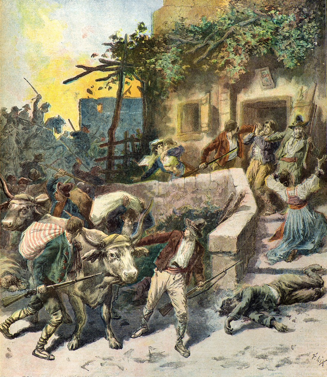 Een huis plunderen in Sicilië door Frederic Theodore Lix