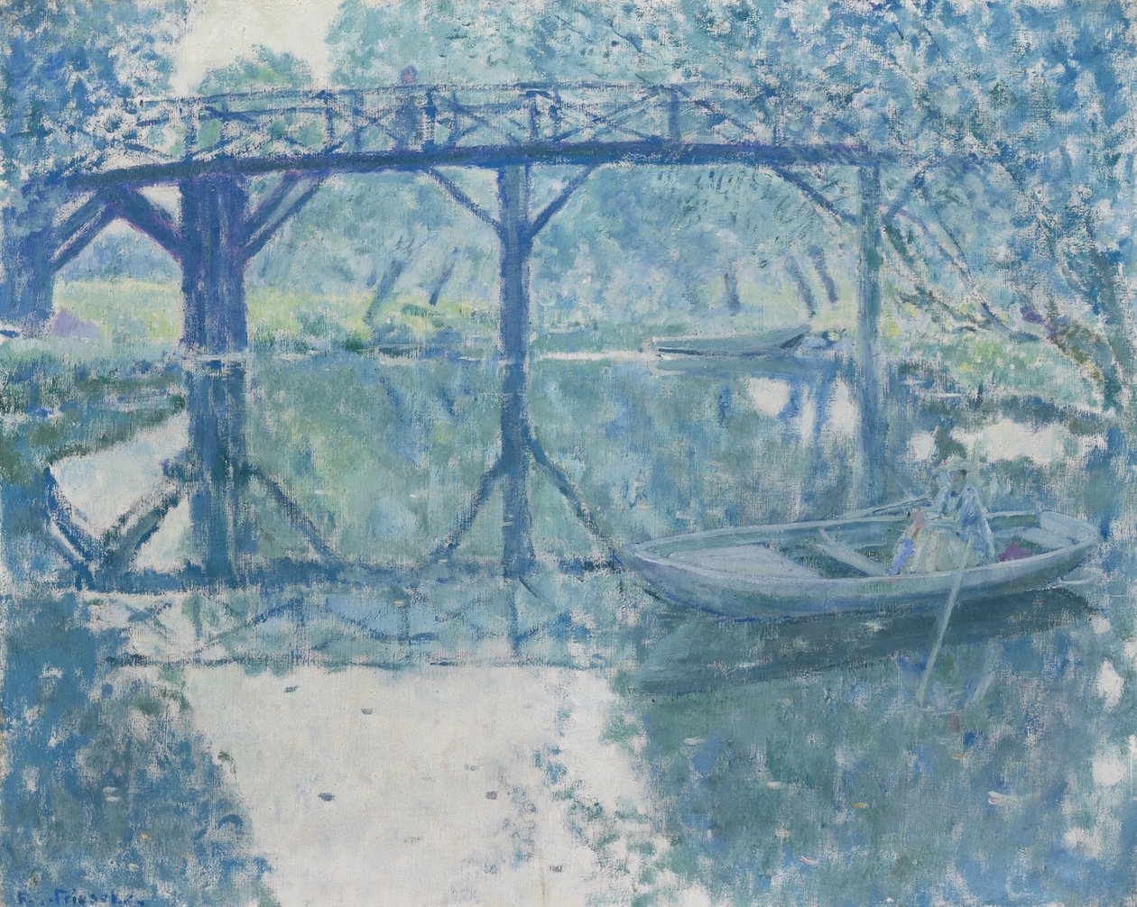 De brug - Giverny door Frederick Carl Frieseke
