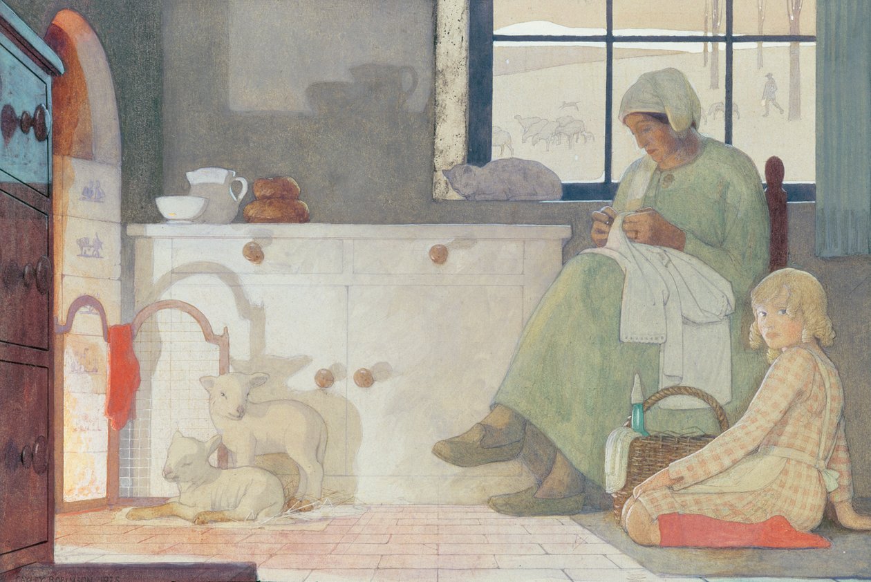 De pleegmoeder, 1925 door Frederick Cayley Robinson