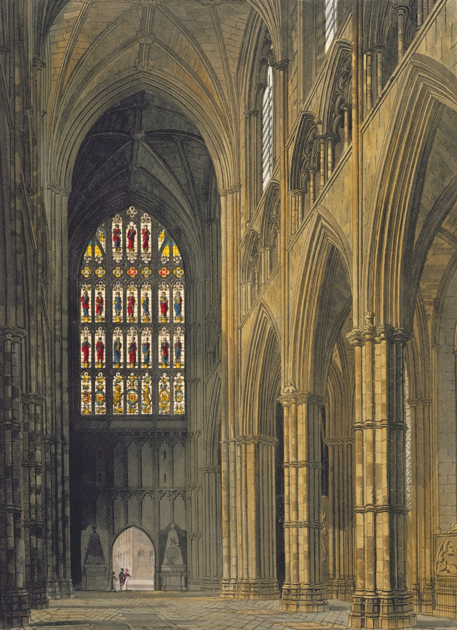 Interieur van Westminster Abbey kijkend naar de westelijke ingang, plaat 6 uit 