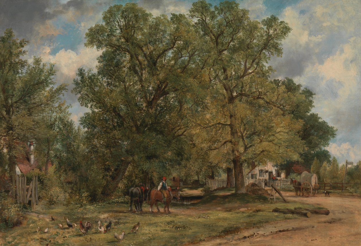 Landschap met huisjes door George Frederick Watts