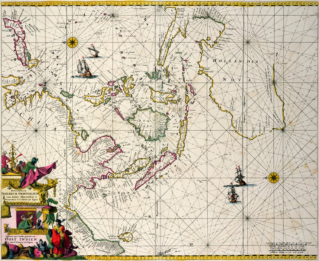 Oost-Indië: Zee- en kustkaart van Zuid-India tot Japan via de Oost-Indische archipel door Frederick de Wit