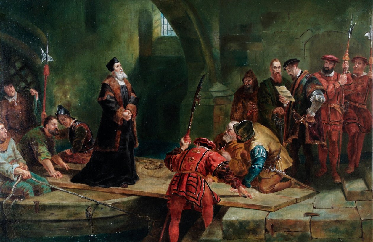 Thomas Cranmer bij de Verraderspoort door Frederick (after) Goodall