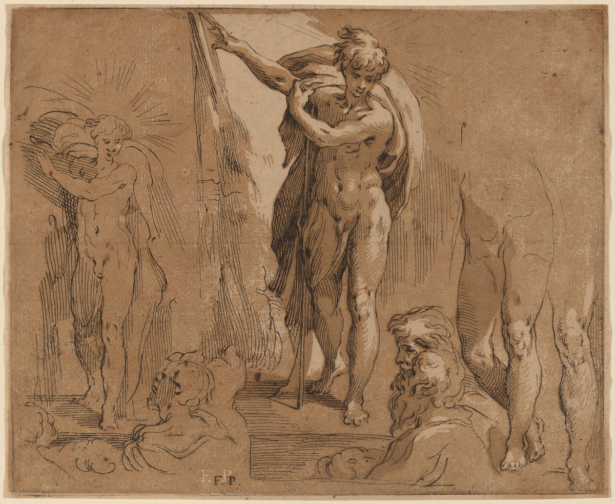 Sint-Jan de Doper door Frederick Bloemaert after Parmigianino