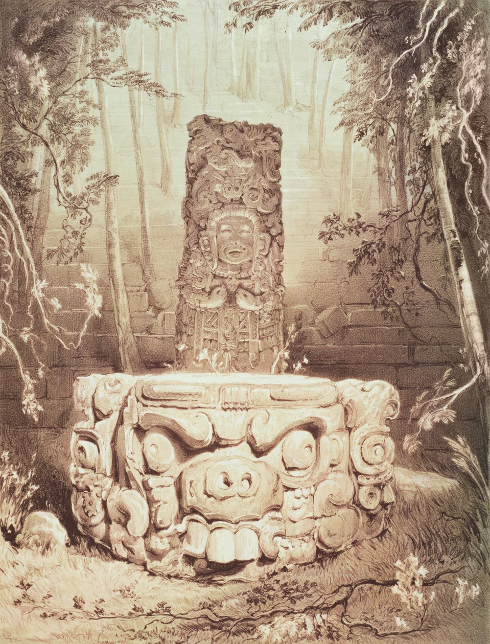 Mayatempel, Honduras door Frederick Catherwood