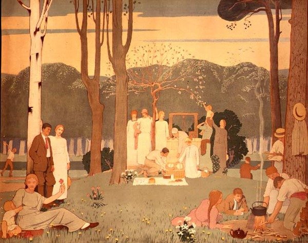 Picknickscène door Frederick Cayley Robinson