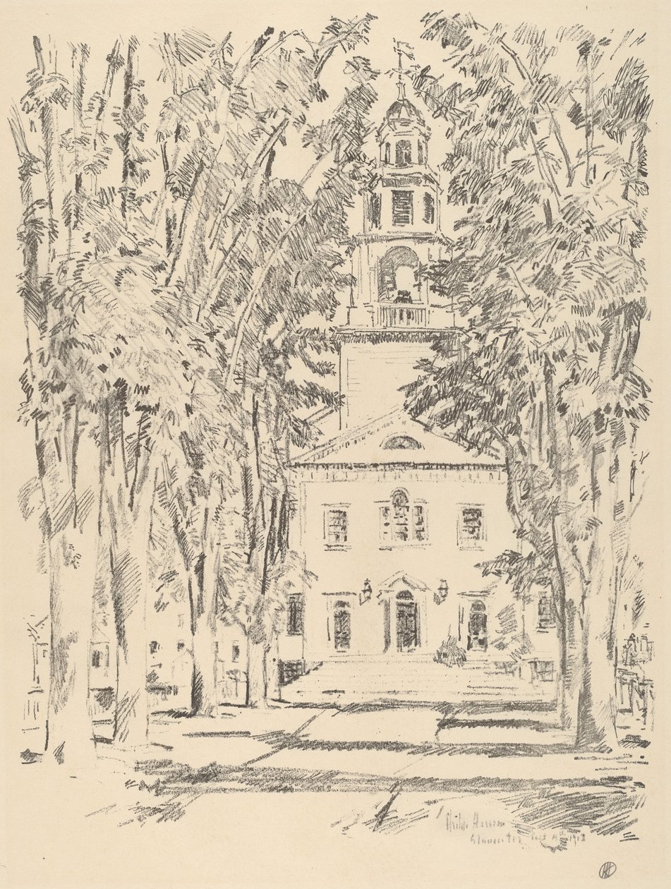 Koloniale kerk, Gloucester door Frederick Childe Hassam