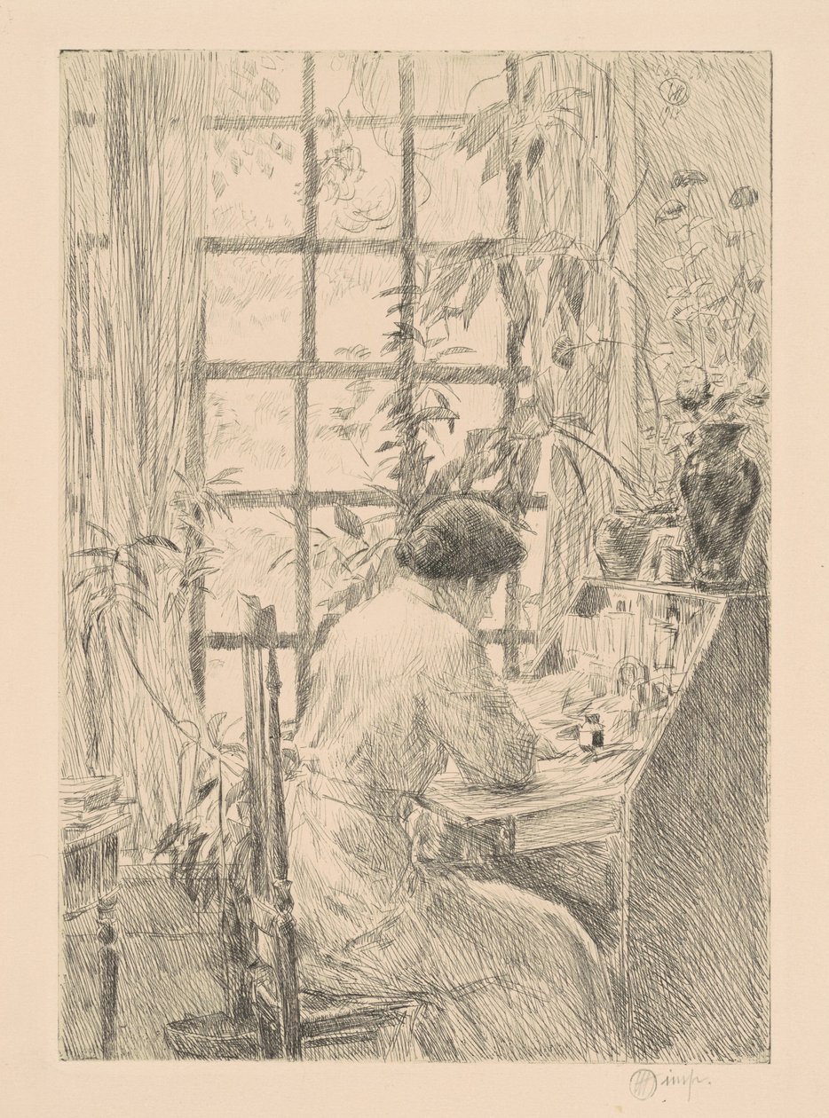 Het Schrijfbureau, 1915 door Frederick Childe Hassam