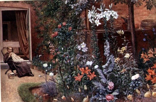Een tuinrand door Frederick Hamilton Jackson