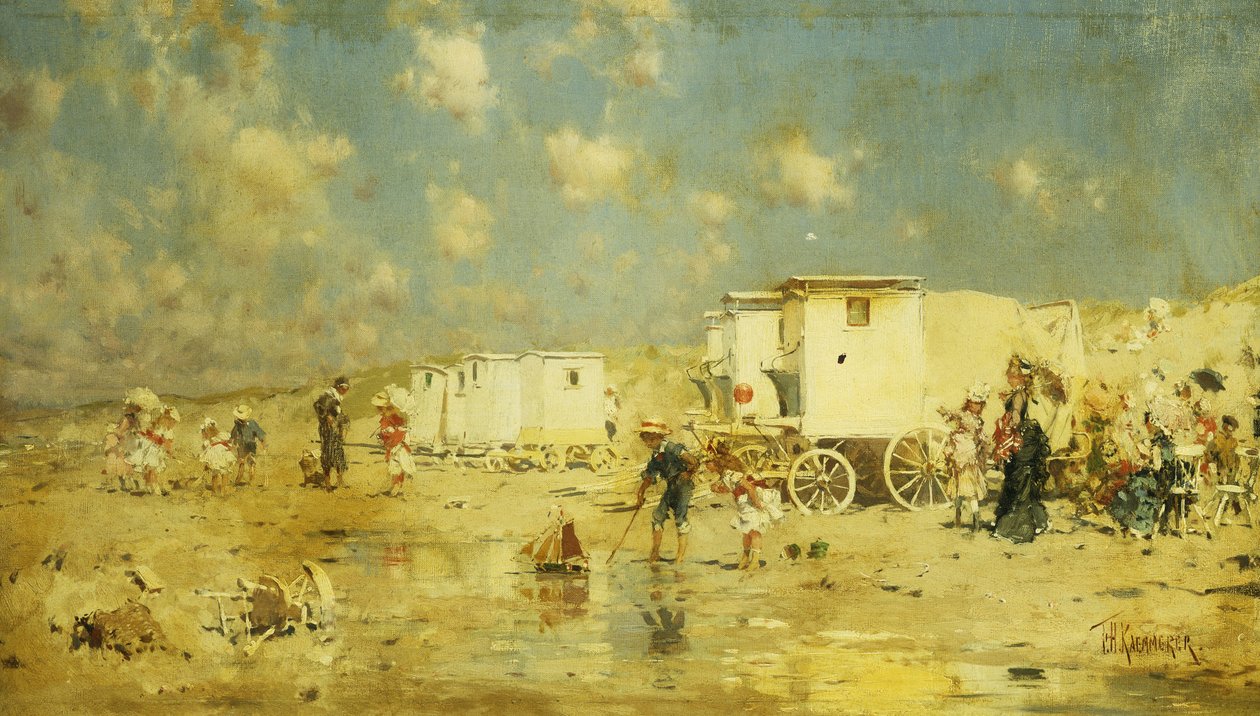 Het strand van Scheveningen, Nederland door Frederick Hendrick Kaemmerer