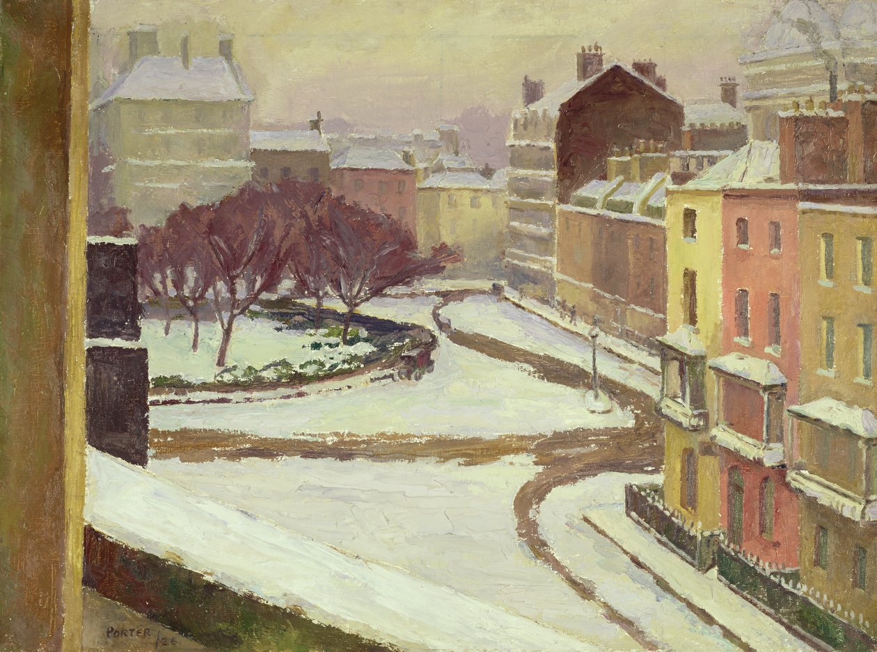Sneeuw op Hanover Square, Londen door Frederick James Porter