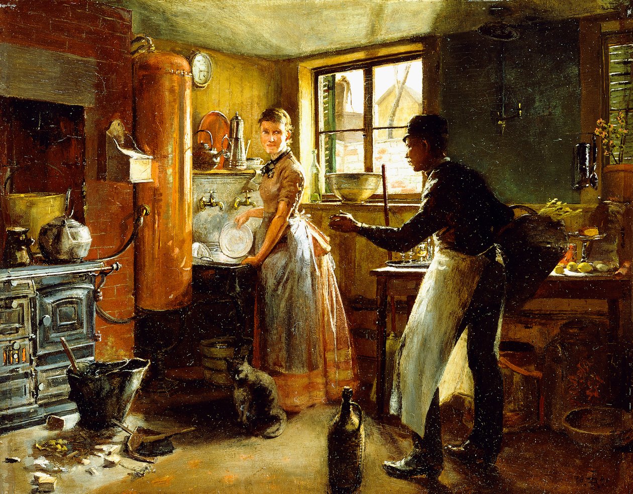 Beneden de trap, 1885 door Frederick Juengling