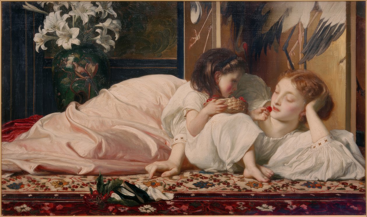 Moeder met kind (kersen) door Frederick Lord Leighton