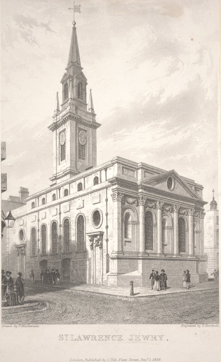 St. Lawrence Jewry, gegraveerd door T. Turnbull door Frederick Mackenzie