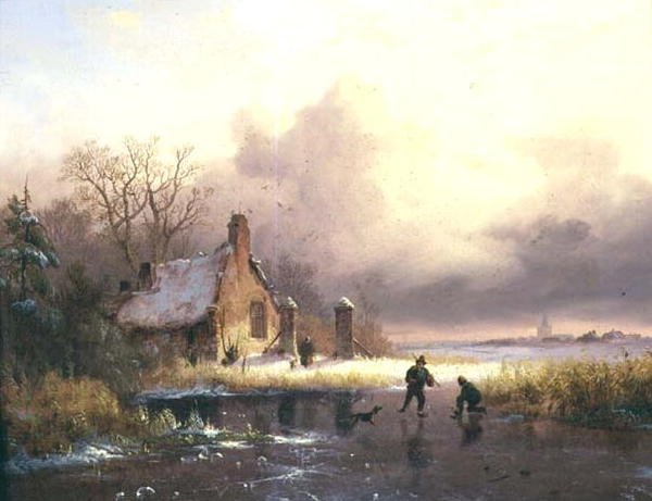 Winterlandschap door Frederick Marianus Kruseman