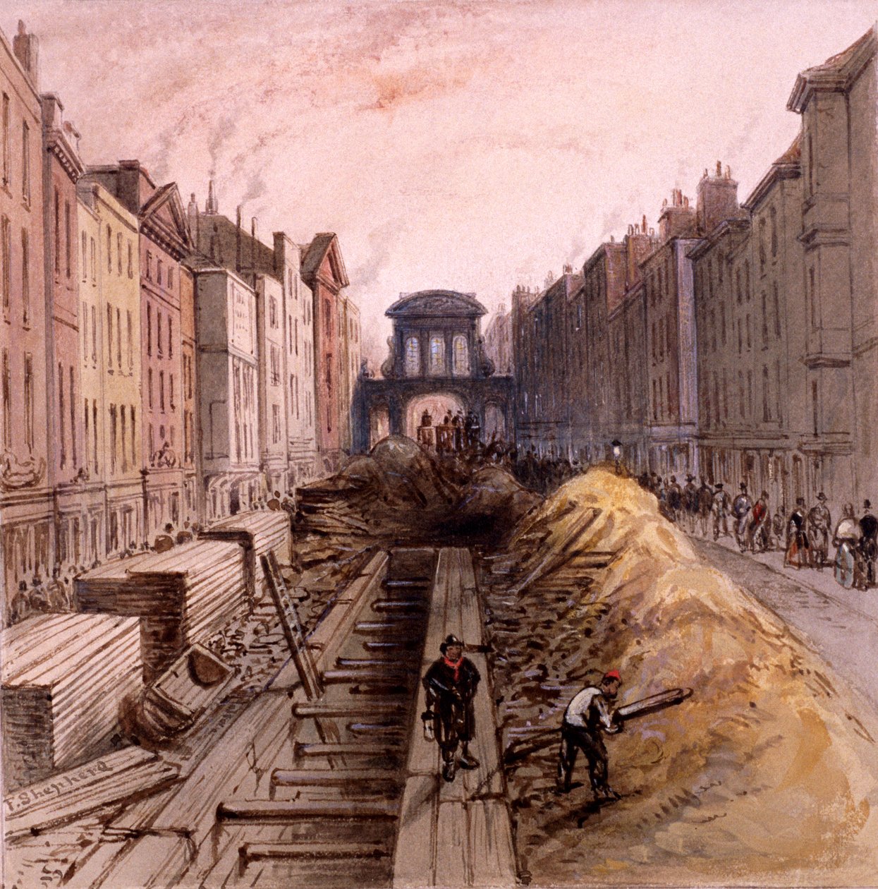 Fleet Street, Londen, 1845 door Frederick Napoleon Shepherd