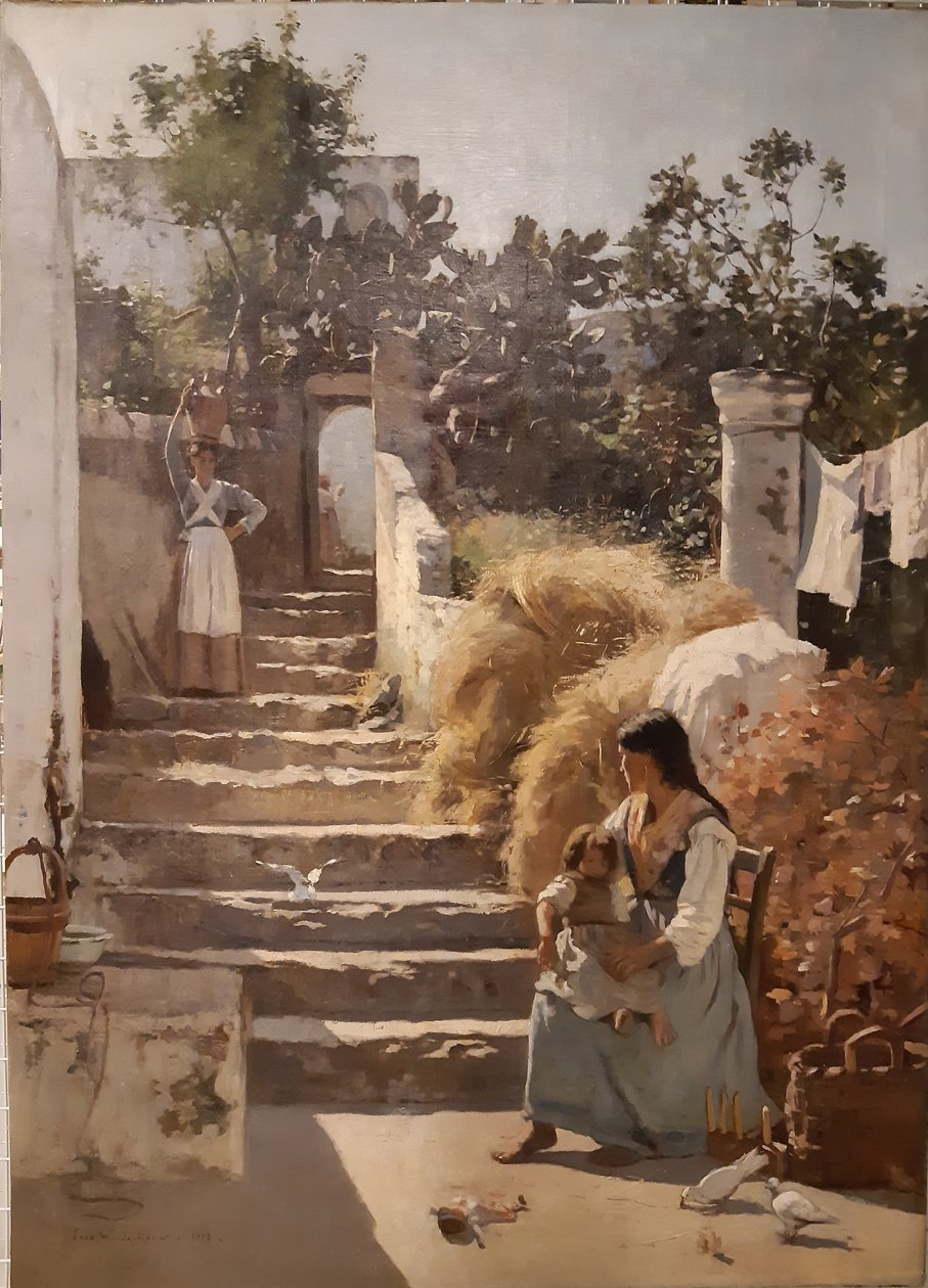 Een scène in Capri door Frederick William Jackson