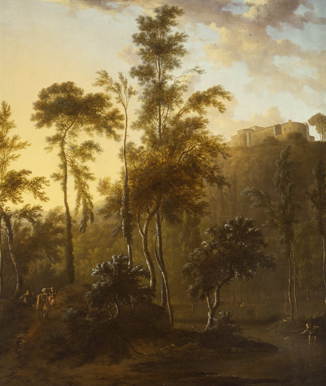 Italiaans landschap met vissers door Frederick de Moucheron