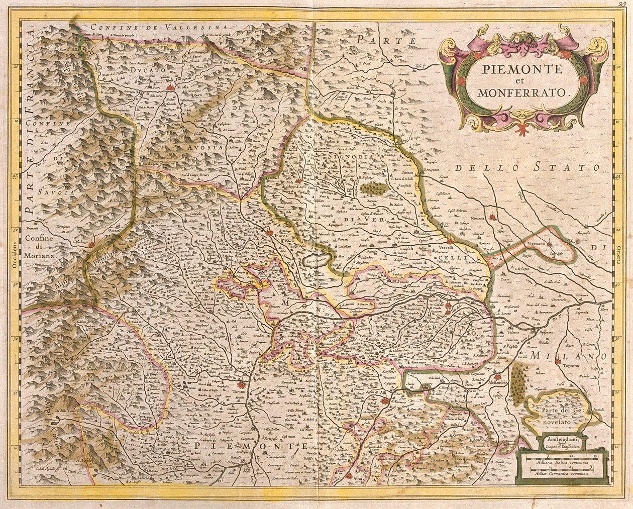 Kaart van Piëmont, Italië door Frederick de Wit