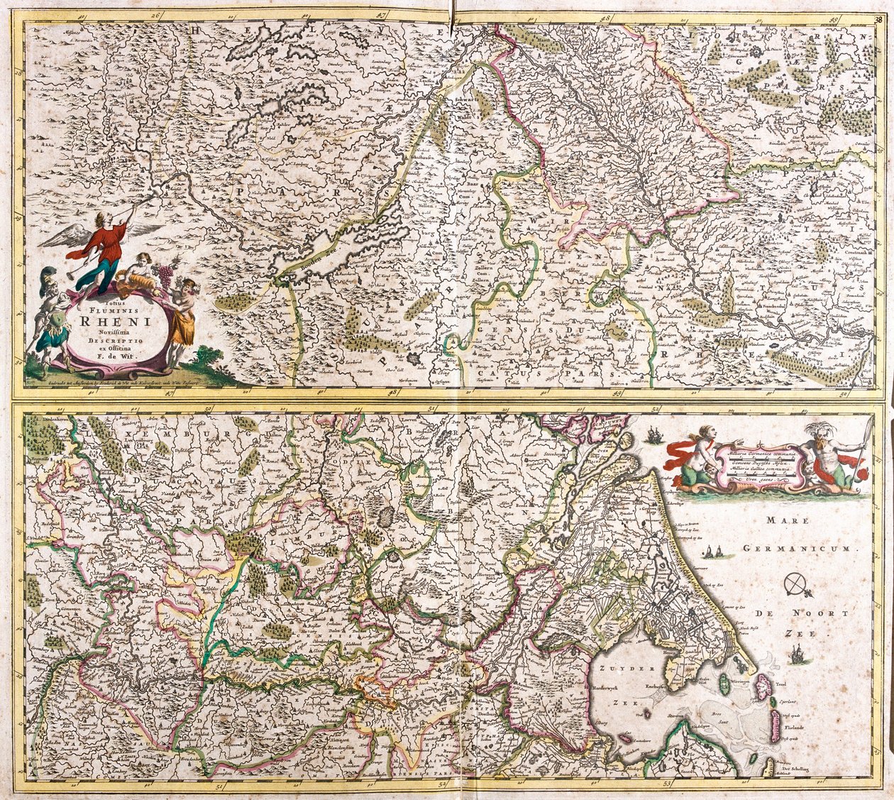 Kaart van de Rijnland (Duitsland) door Frederick de Wit