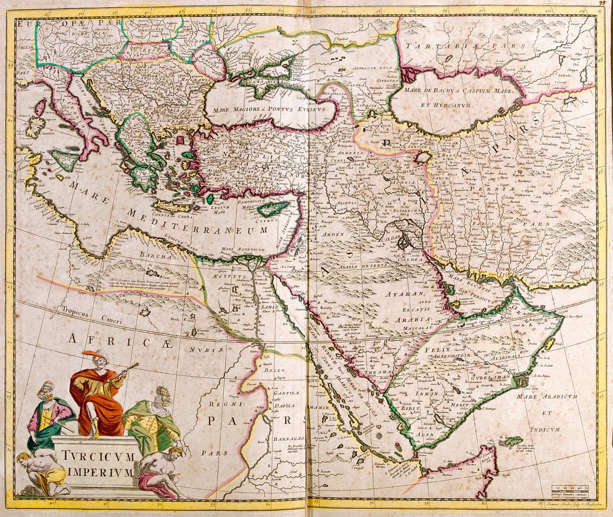 Kaart van het Turkse Rijk (ets) door Frederick de Wit