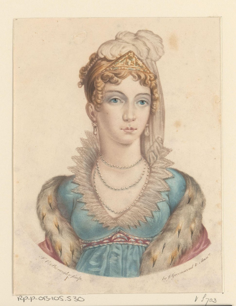Portret van Anna Paulowna Romanowa door Frederik Christiaan Bierweiler