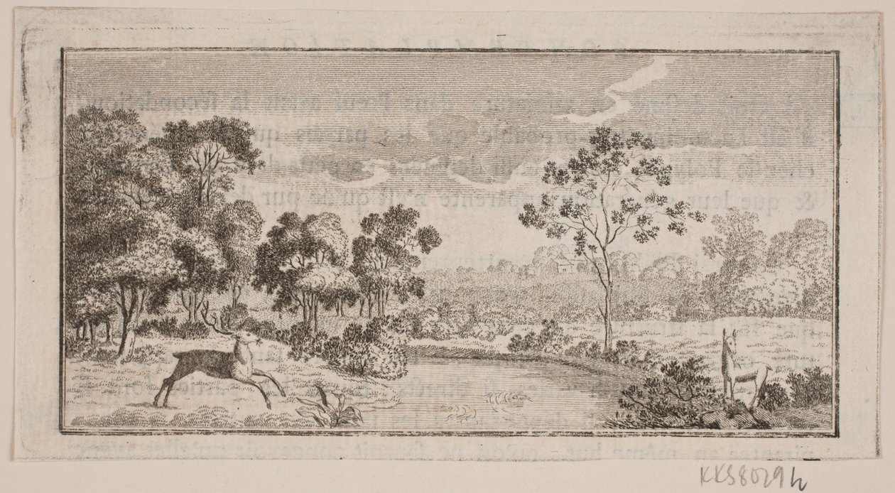 Landschap met herten door Frederik Ludvig  Bradt