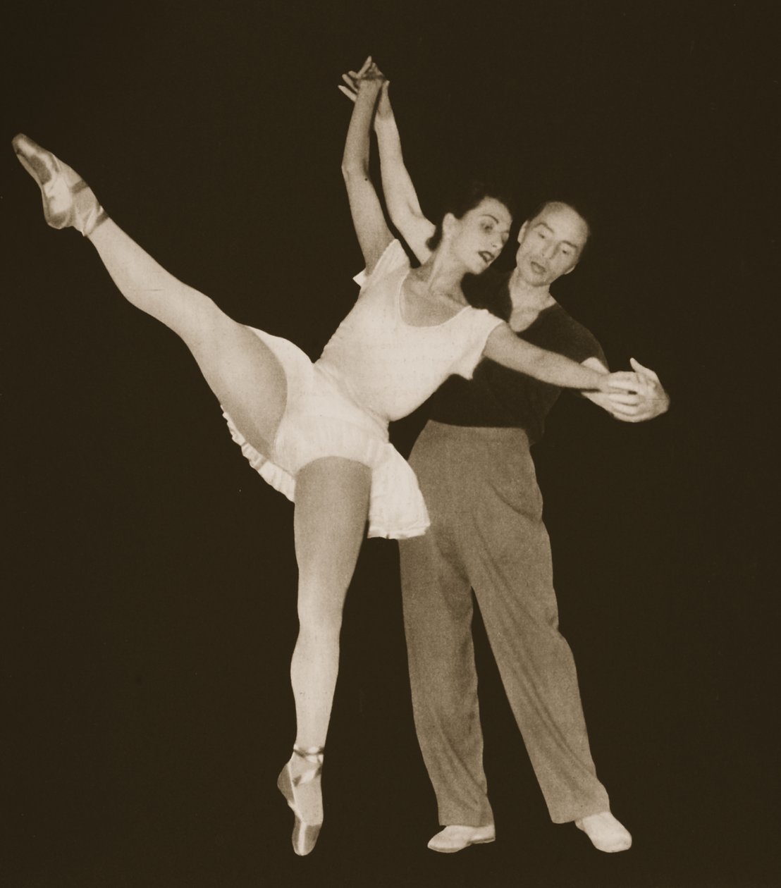 George Balanchine met Tamara Toumanova, uit Grand Ballet de Monte-Carlo, 1949 door French Photographer