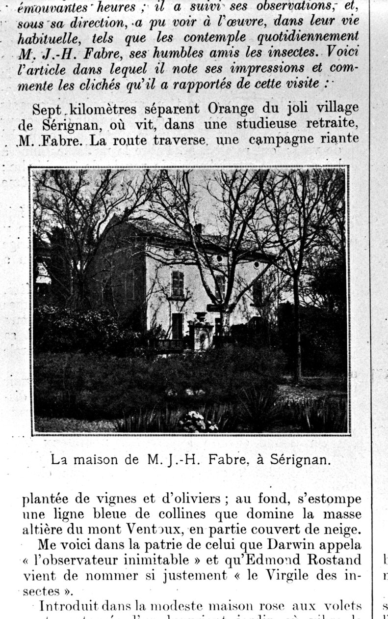 Huis van Jean-Henri Fabre (1823-1915) in Serignan door French Photographer