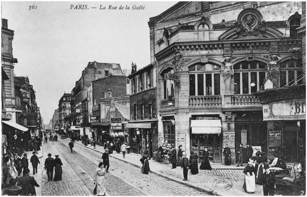 Ansichtkaart van Rue de la Gaite, Parijs, voor 1914 door French Photographer