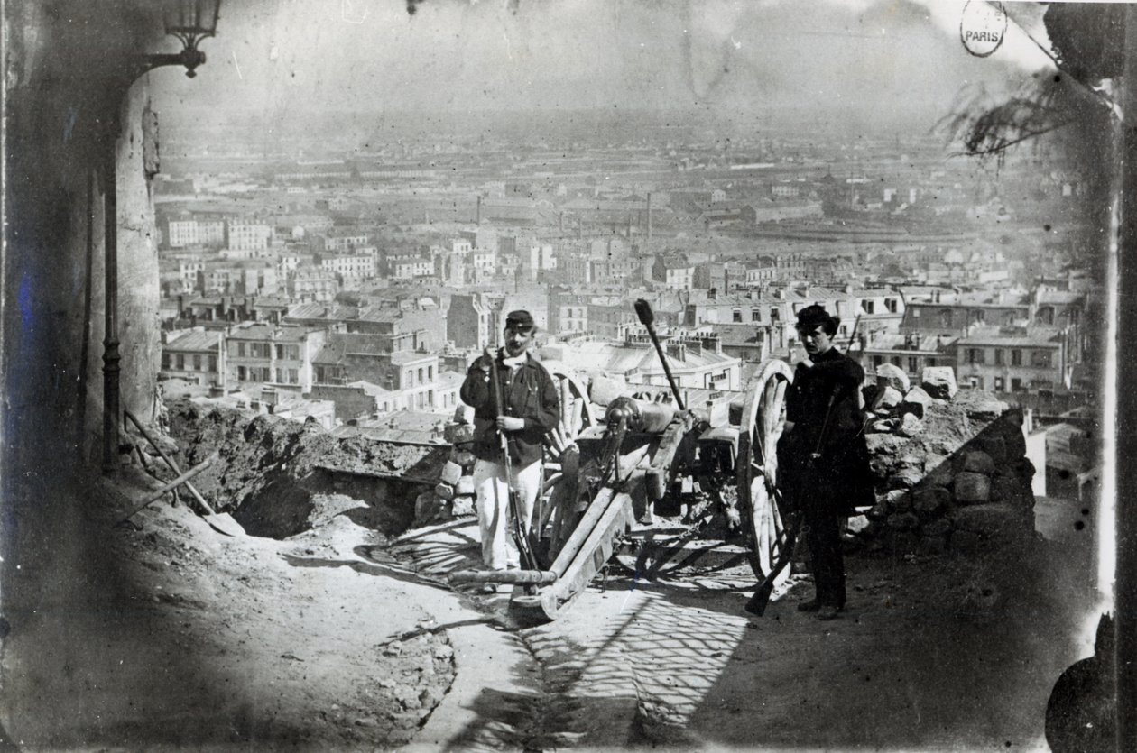 De kanonnen van Montmartre tijdens de Parijse Commune, 1871 door French Photographer