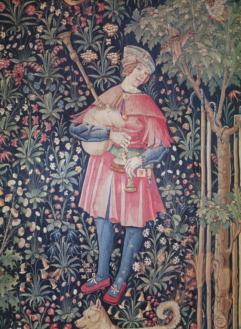 Een Man die Doedelzak speelt (detail) door French School