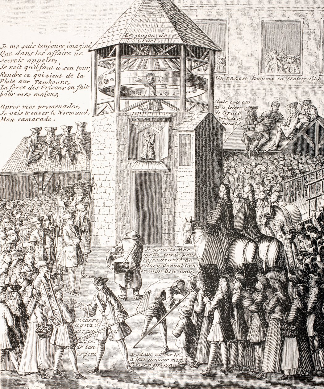 Een schandpaal in het 18e-eeuwse Parijs, 1875 door French School