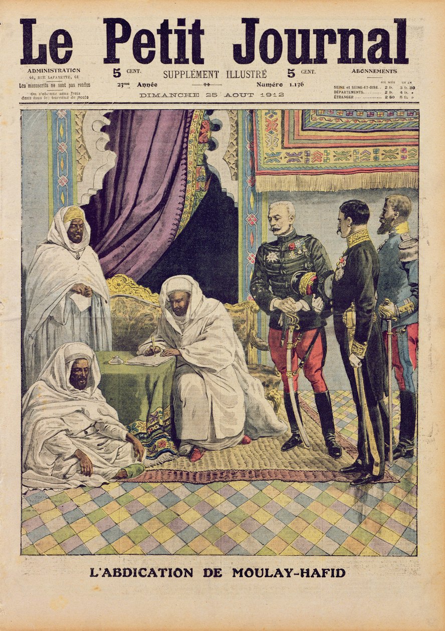 Abdicatie van Moulay-Hafid, Sultan van Marokko, omslagillustratie van 