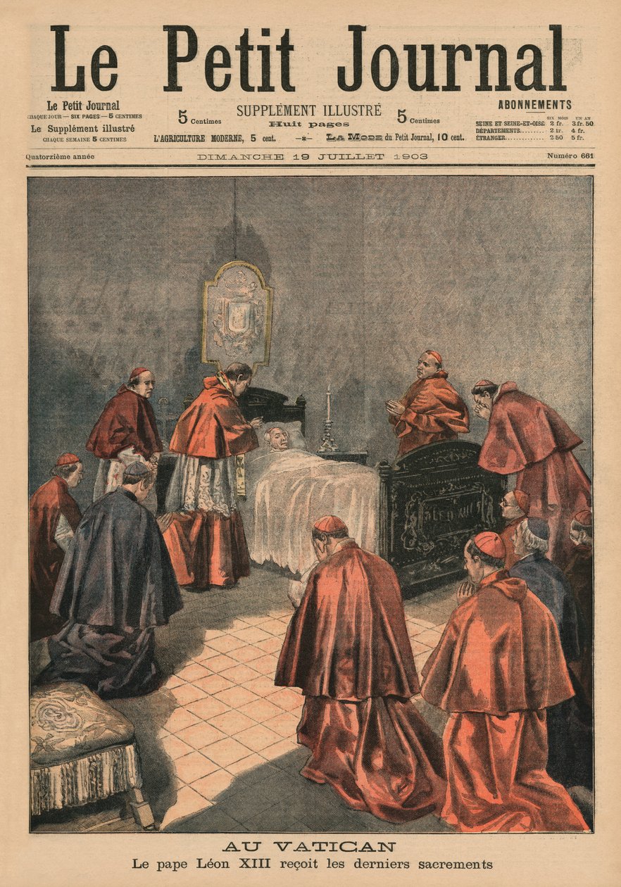 In het Vaticaan, Paus Leo XIII ontvangt de laatste sacramenten, voorpagina illustratie uit 