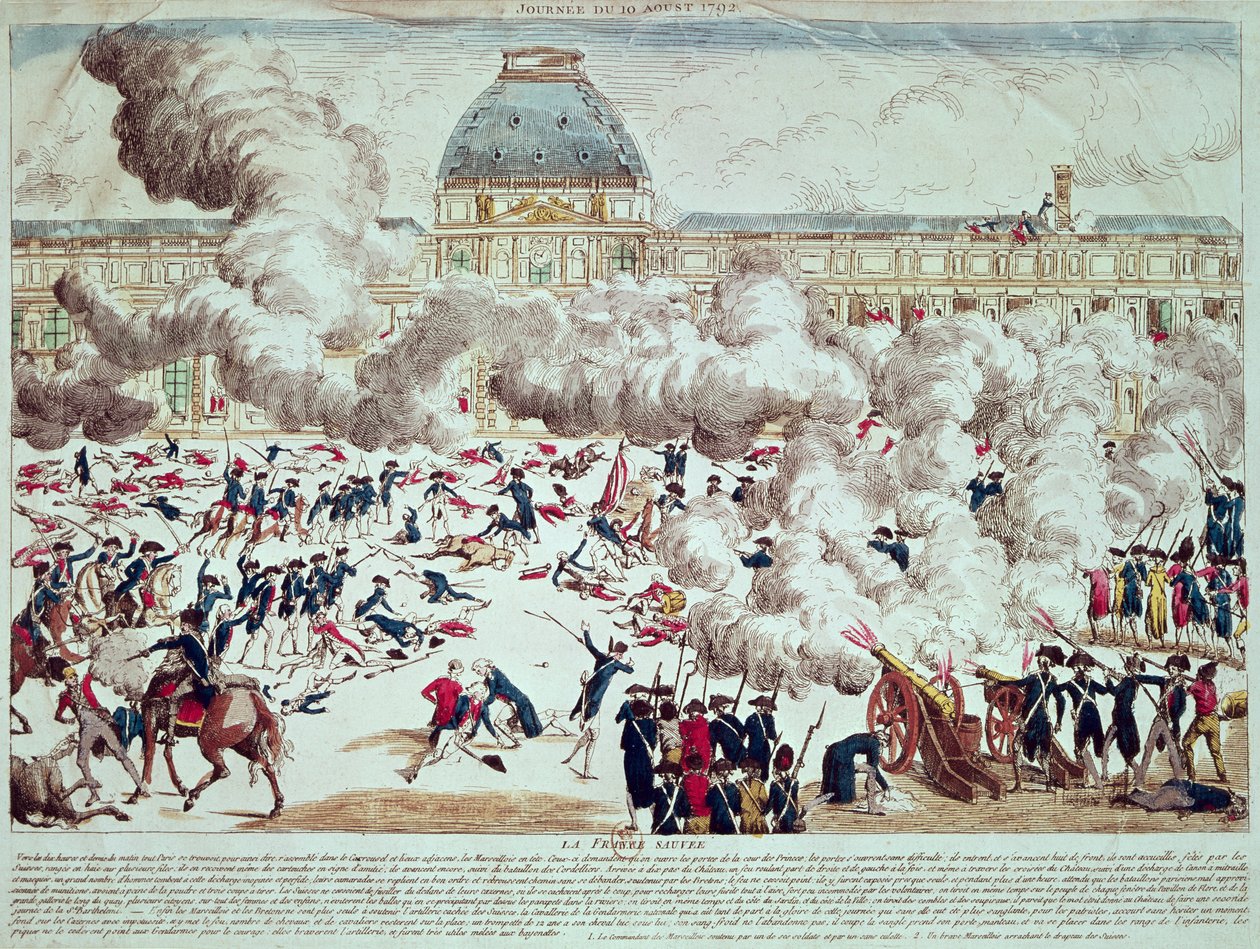 Aanval op de Tuilerieën, 10 augustus 1792 door French School