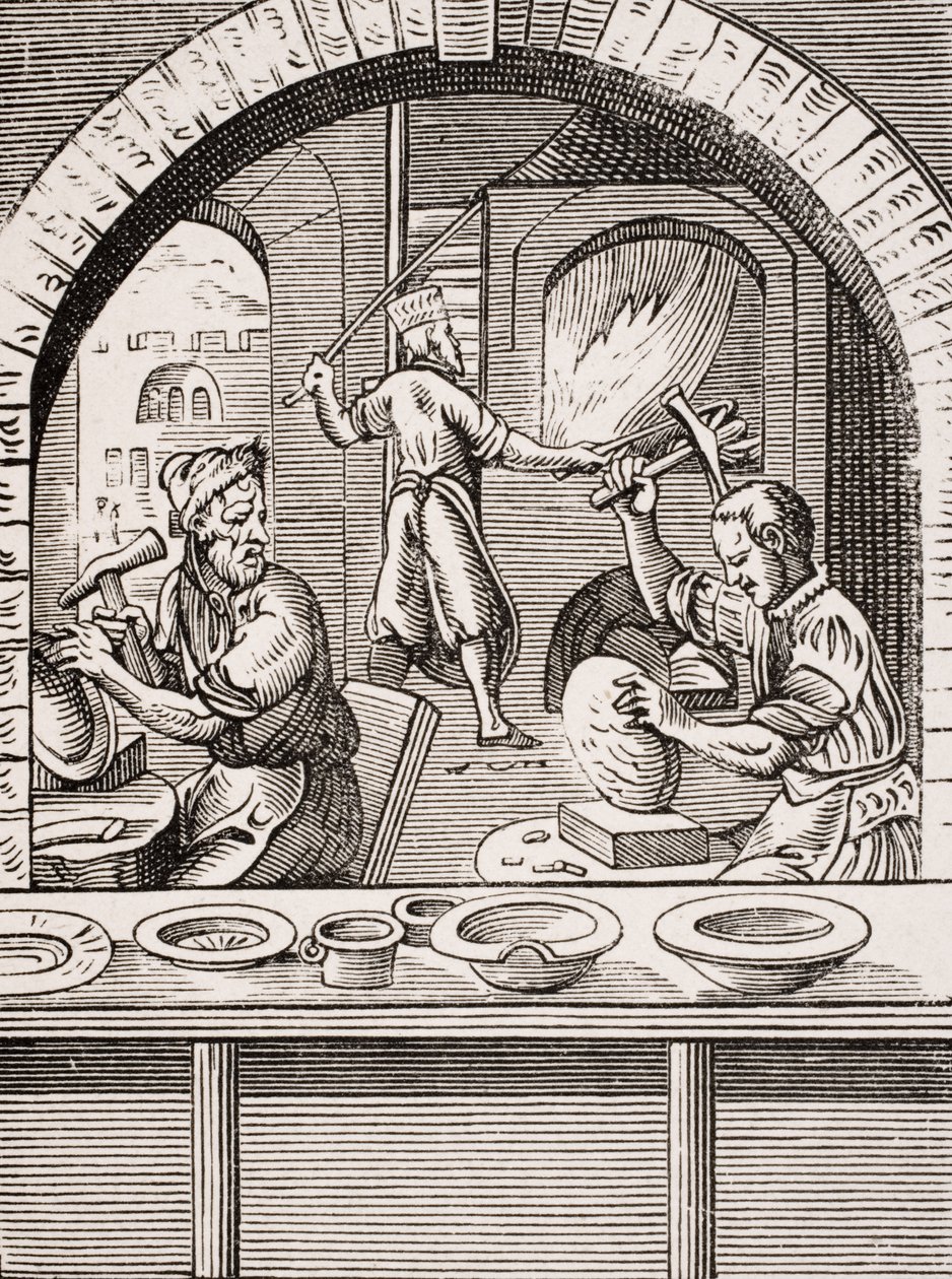 Bekkenmaker, reproductie van een houtsnede door Jost Amman (1539-91) uit 