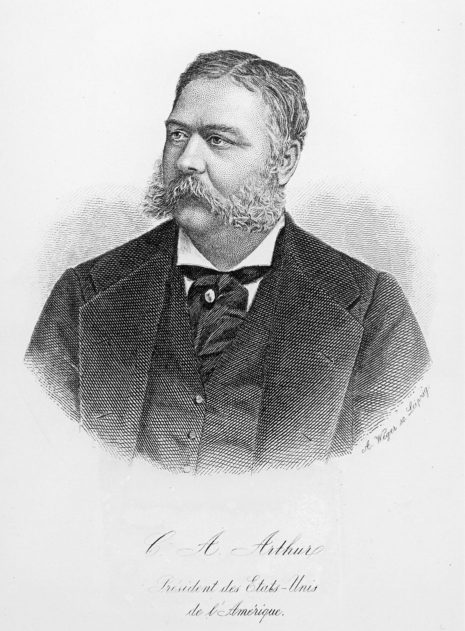 Chester Alan Arthur (1829-86), gegraveerd door A. Weger door French School