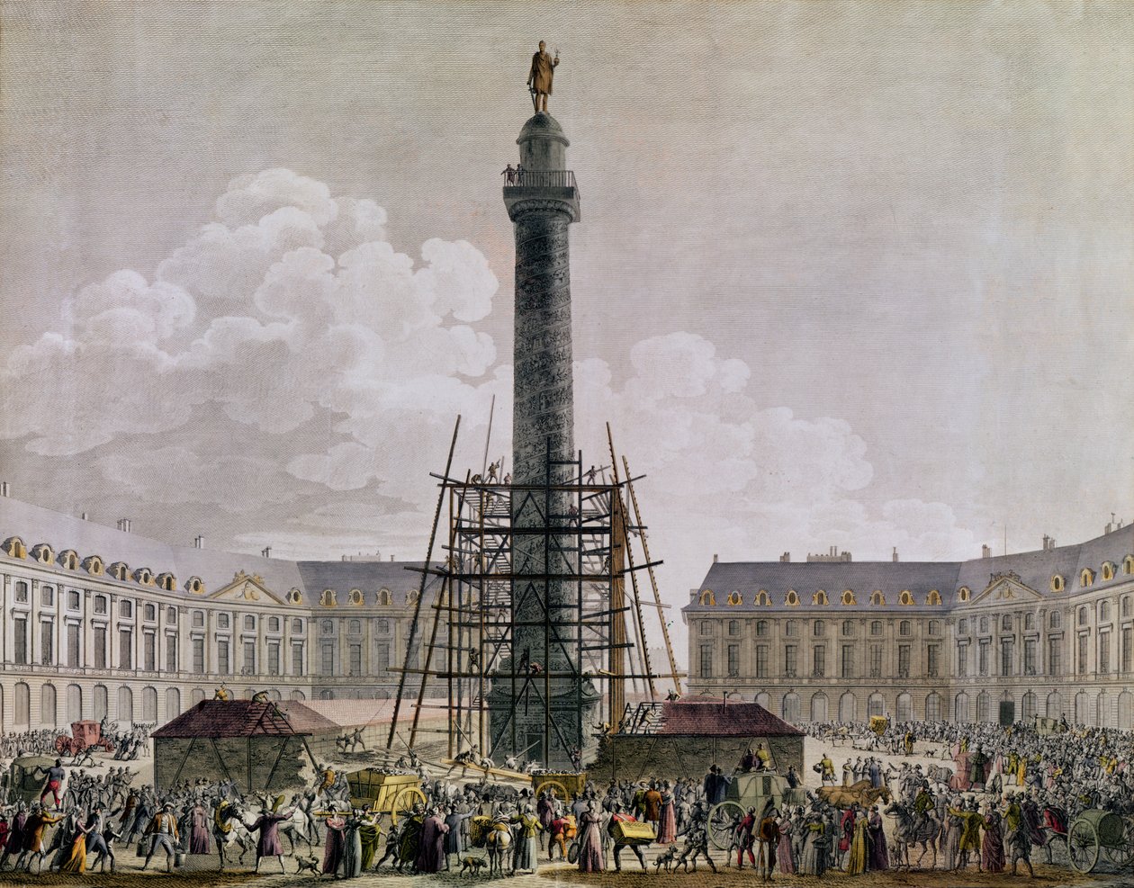 Constructie van de Vendome-zuil in 1803-10 door French School
