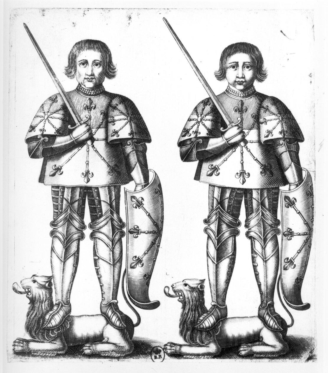 Foulques III Nerra (de Zwarte) (970-1040) en Geoffroy II Martel (1005-60) door French School