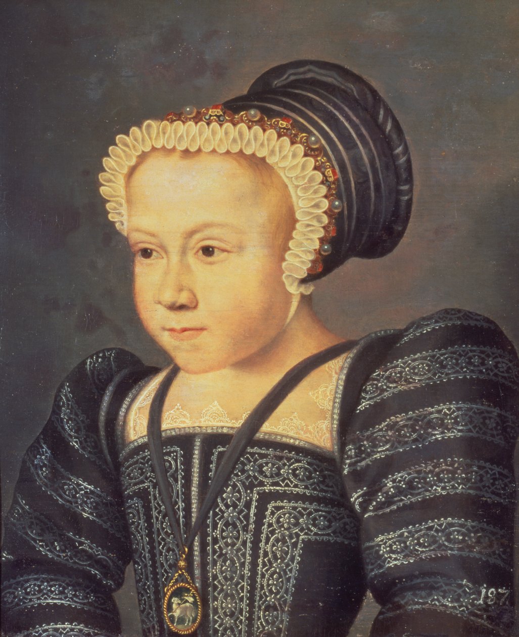 Margaretha, koningin van Navarra, als kind, 1550 door French School
